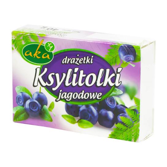 KSYLITOLKI DRAŻETKI JAGODOWE BEZ CUKRU 40G AKA