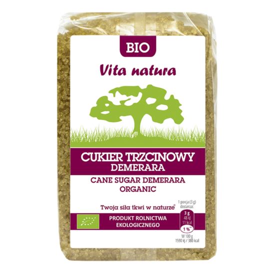 CUKIER TRZCINOWY DEMERARA BIO 500G VITA NATURA