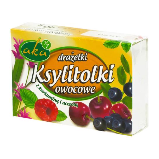 KSYLITOLKI DRAŻETKI OWOCOWE BEZ CUKRU 40G AKA