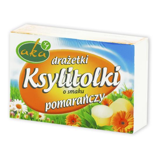 KSYLITOLKI DRAŻETKI O SMAKU POMARAŃCZY 40G AKA