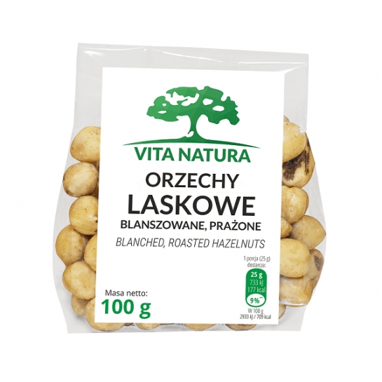 ORZECHY LASKOWE PRAŻONE BLANSZOWANE 100G VITA NATURA