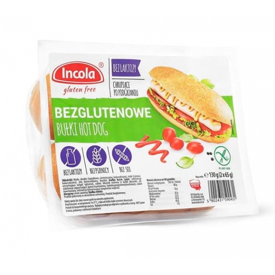 BUŁKI HOT DOG BEZGLUTENOWY 130G (2X65G) INCOLA